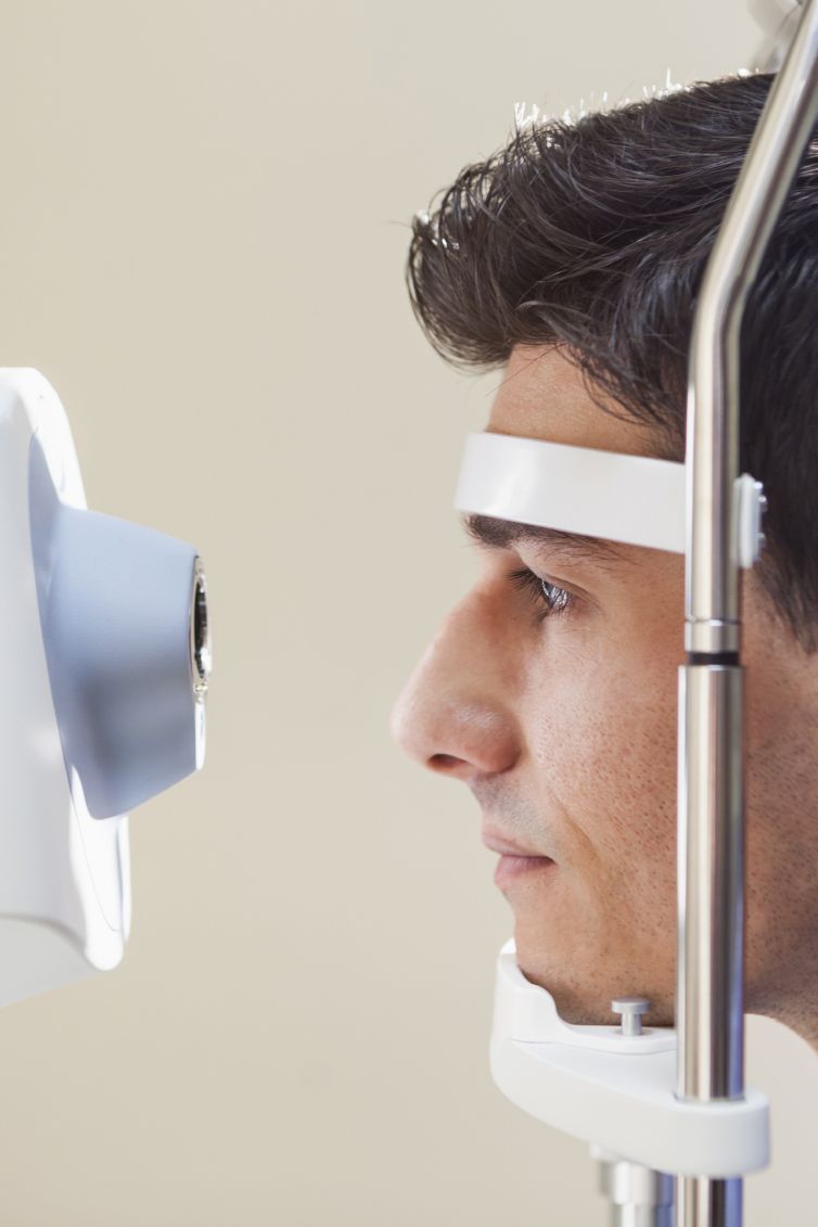 A man undergoing an eye exam