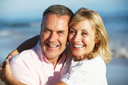Hugging couple on the beach