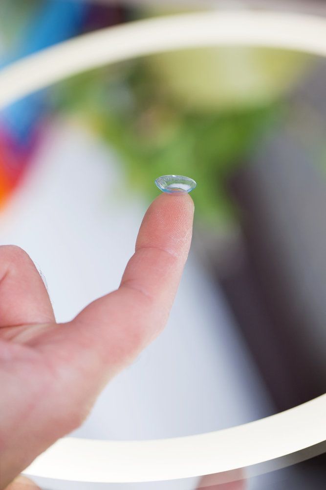 A contact lens on a person