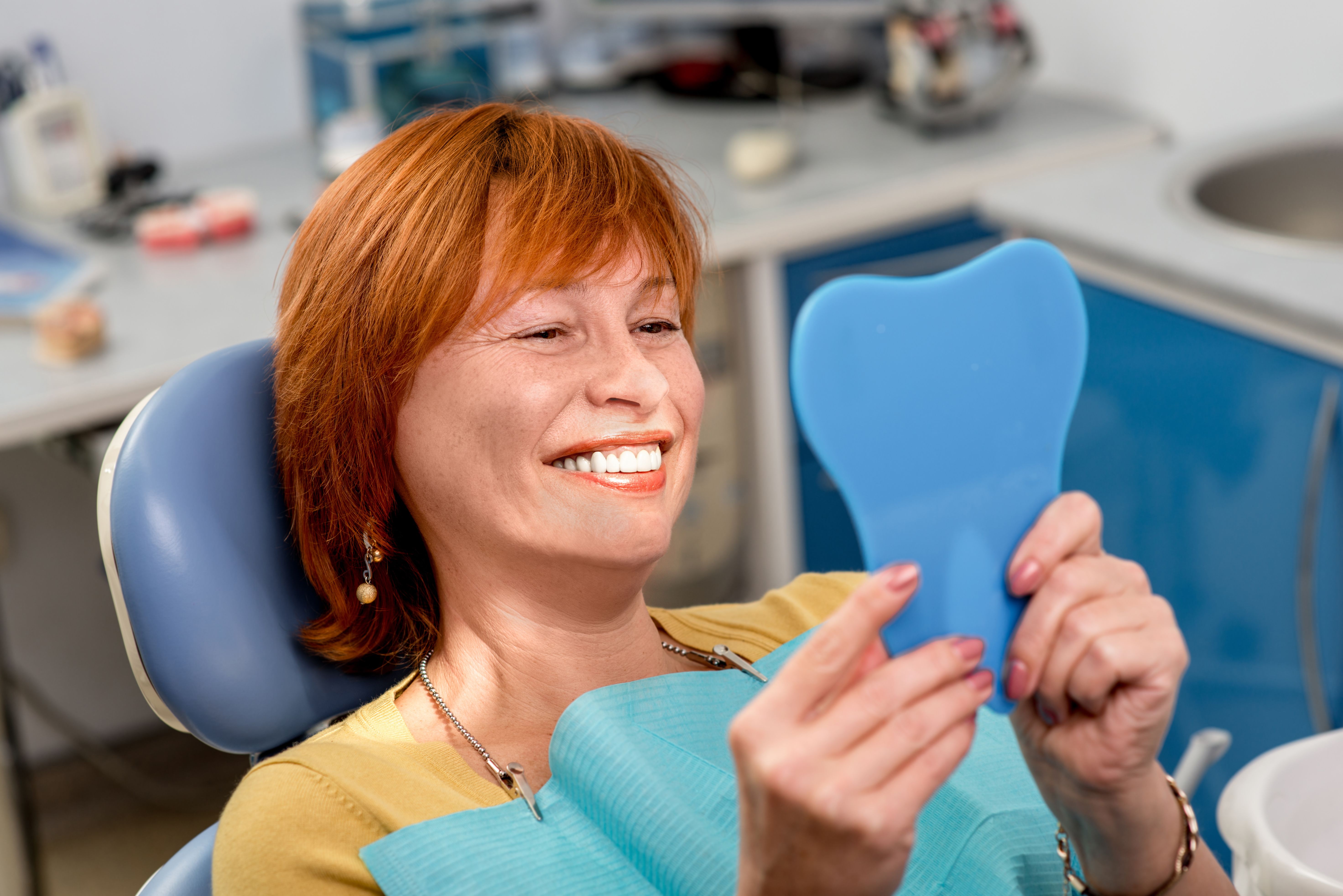 A woman at a dental appointment