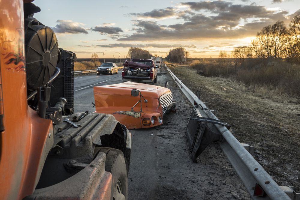 two trucks in an accident