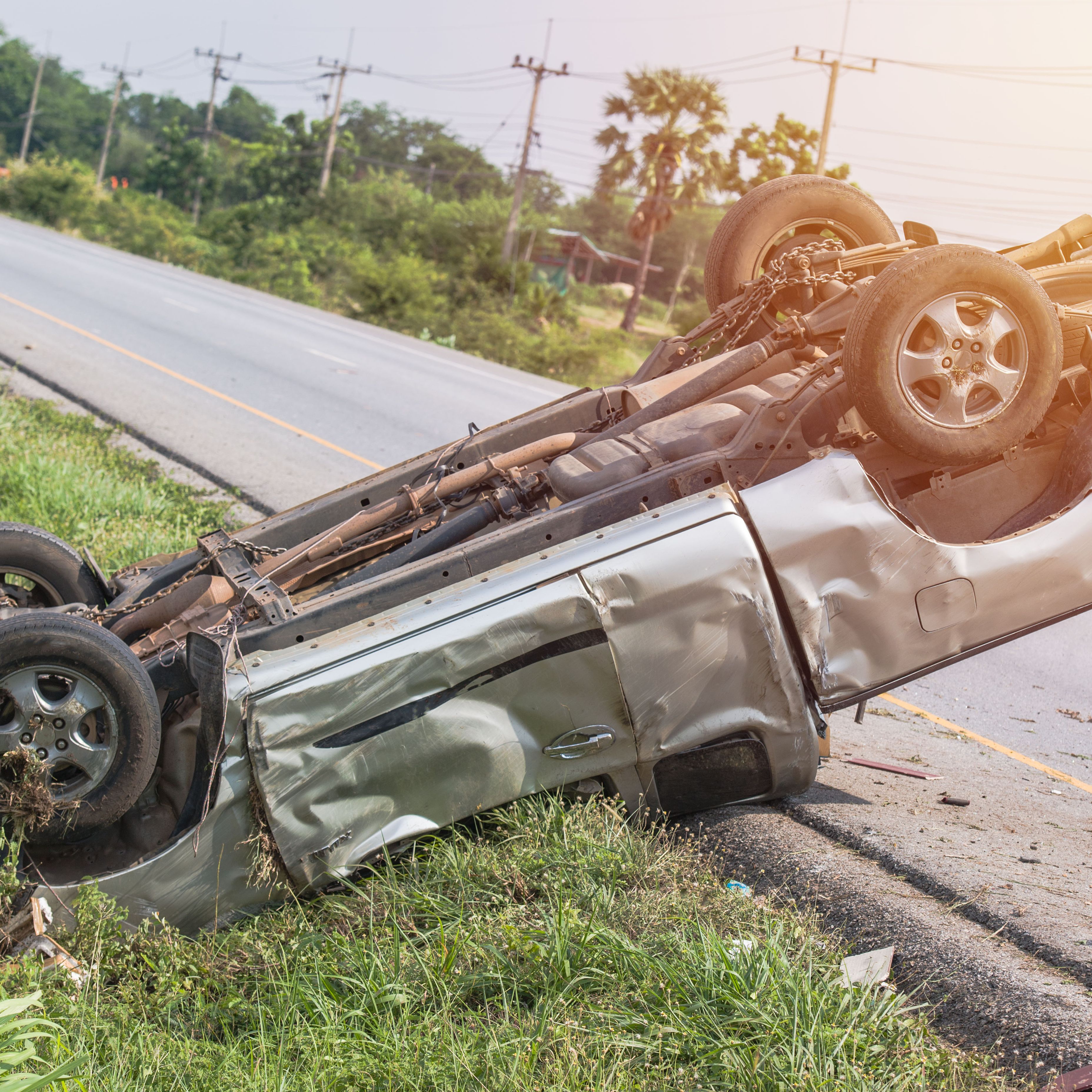 A rollover car accident