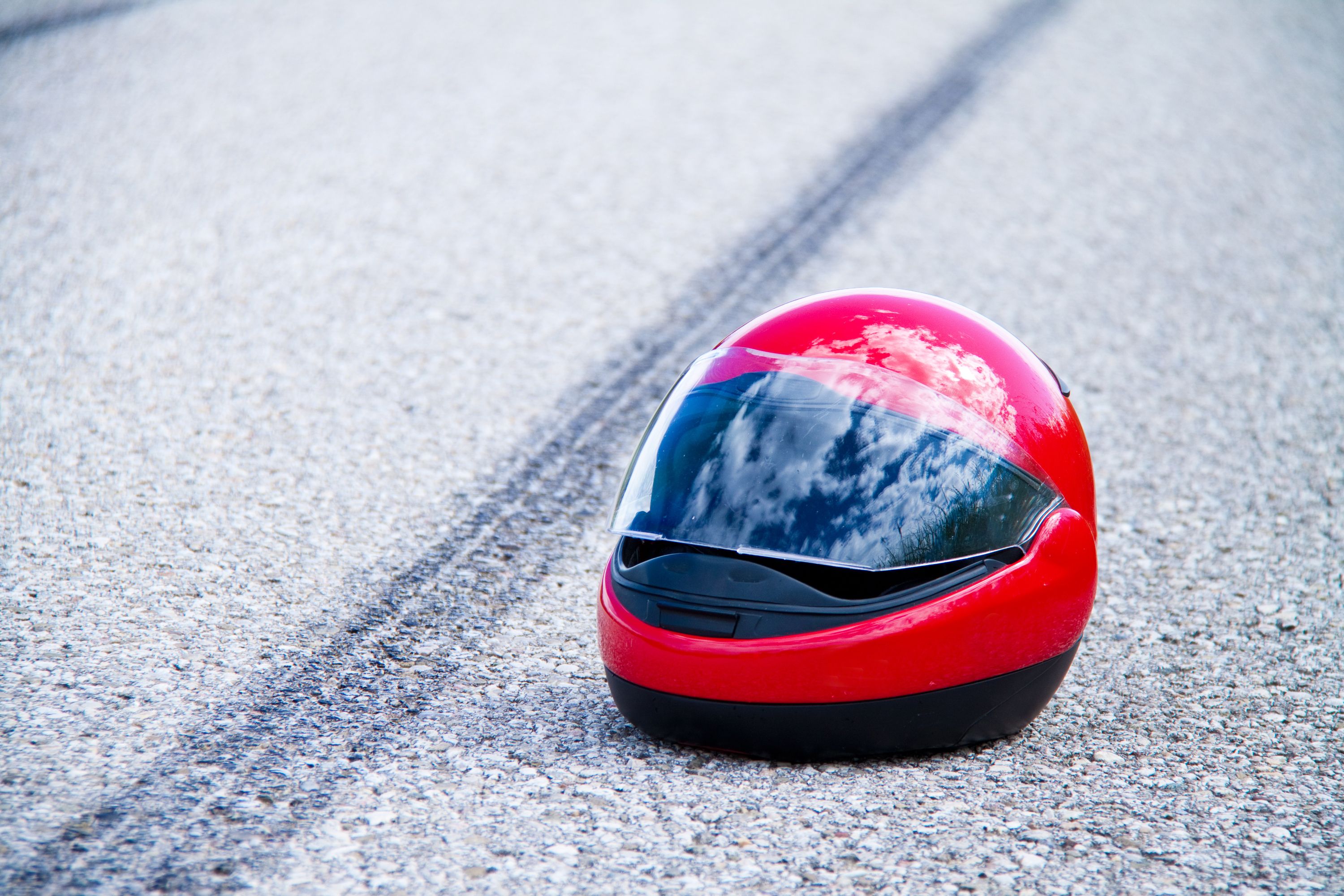 motorcycle helmet on the ground